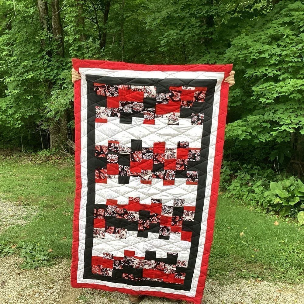 NWT. Hand Crafted Quilt Featuring Tlingit Tribal Prints